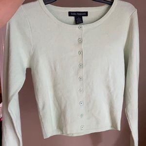 mint green sweater with buttons size- M